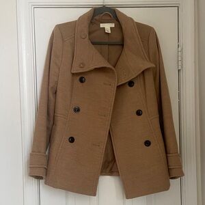 H&M Camel Double-Breasted Pea Coat